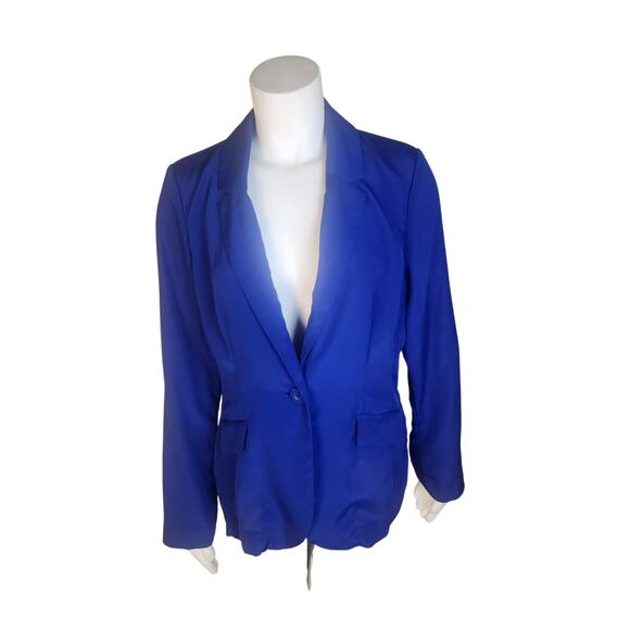 Dana Buchman Lightweight Single Button Blue Blazer Jacket, Size 8 - Picture 1 of 6